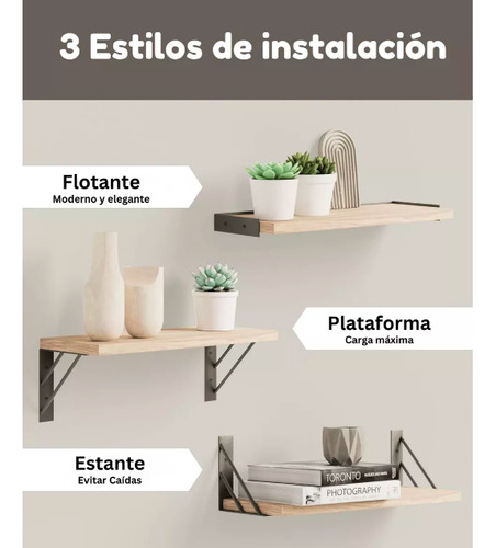Kit X3 Repisas Flotantes De Madera Multipropósito