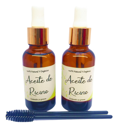 Aceite De Ricino 100% Puro, Orgánico 30 Ml, Pack 2 Unidades