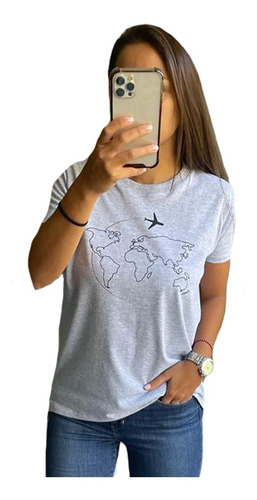 Imagen 6 de 10 de Remera Estampada Lisa Manga Corta Mujer A88
