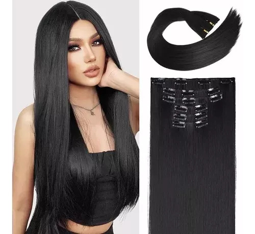 Extensiones De Cabello Natural, Cortina Con Clip, 6 Piezas