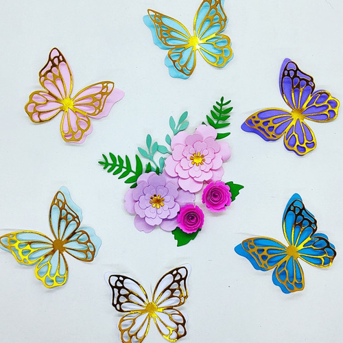 Mariposas Flores Combo Decoración Candy Bar Cumpleaños | MercadoLibre