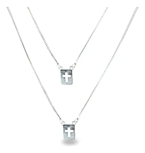 Escapulario con colgante de cruz italiana unisex de plata maciza 925