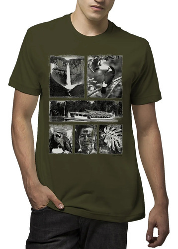 Camiseta Amazônia Cenas Floresta - Verde Escuro