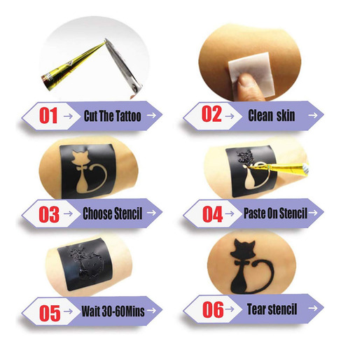 Temporary Tattoos Kit, 6pcs Semi Permanent Tattoo Paste Cone
