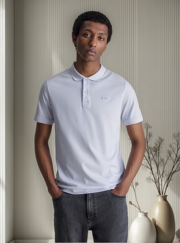 Polo Smooth Slim Azul Calvin Klein