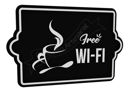 Placa Indicativa Preta Free Wifi  Cafeteria Lounge Buffet 