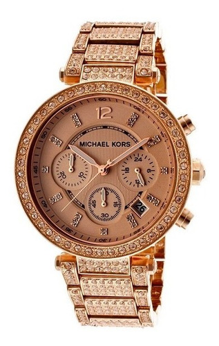 Relógio Michael Kors Mk5663 Parker Orig Rosé Swarovski 