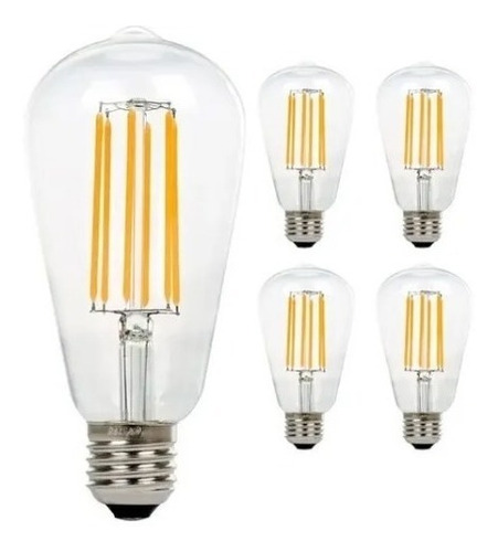 Lampara Luz Led X5 Filamento Vintage 8w Retro