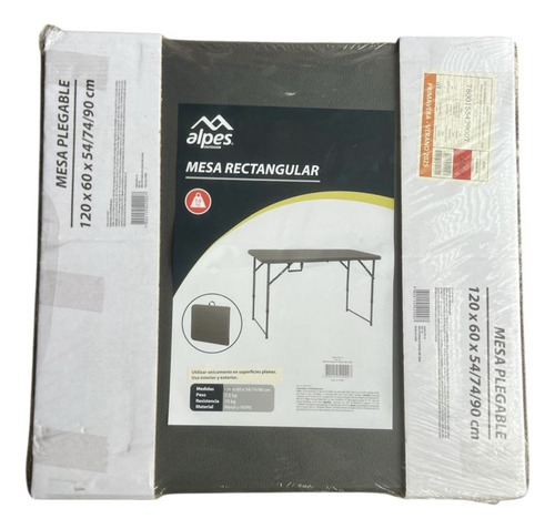 Mesa Plegable Alpes Rectangular Portatil 1.20m Gris