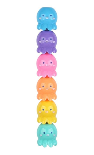 Lápiz Destacador Set 5 Destacadores Pulpo Kawaii En Caja