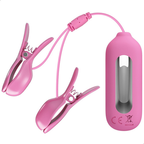 Grampo De Mamilos Casal Fetiche Vibra Choque Sado Bdsm Tesão Cor Rosa
