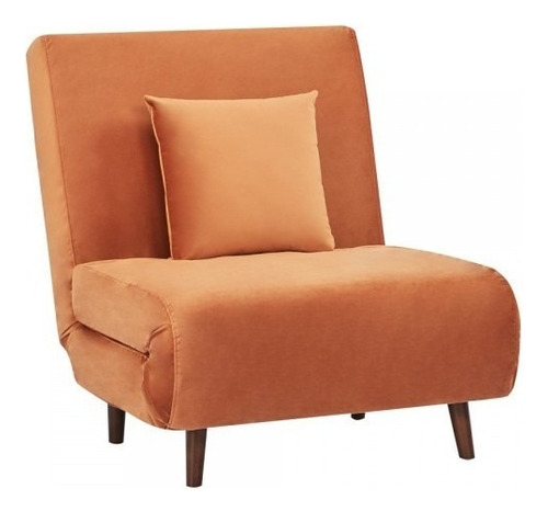 Chilly Sillón Estilo Moderno Convertible Terciopelo Naranja