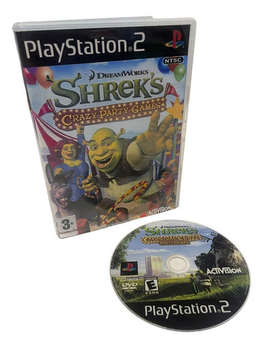 Shreks Crazy Party Games Play 2 Com Capa E Pôster Ps2