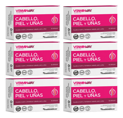 Vitamin Way Kit X6 Cajas Cabello Piel Y Uñas X30 3c