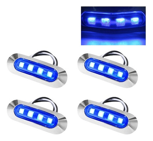 Kit Luces Led Cortesía Lancha Barco Motorhome X 4 Azul