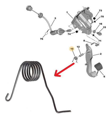 Mola Pedal Embreagem Peugeot 206 2004 2005 2006 1.4 Peugeot