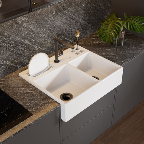 Cuba Farm Sink Dupla Com Calha Gourmet 77 Cm Fazenda