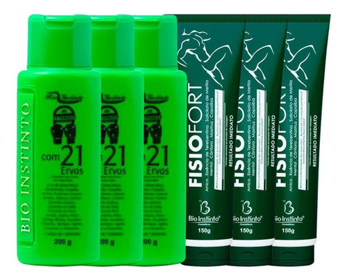  Kit 3 Pomada Massageadora Fisiofort + 3 Gel Detonador 100g