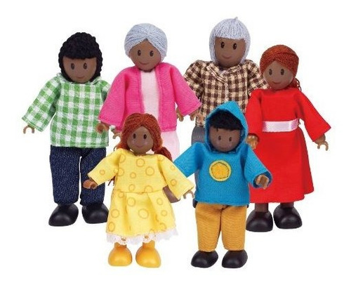 Hape African American Wooden Doll House Family