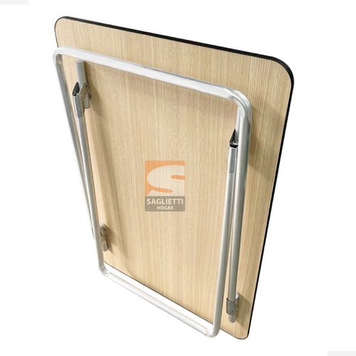 Imagen 6 de 9 de Mesa Plegable Aluminio Madera Melamina 90x60 Camping Balcón