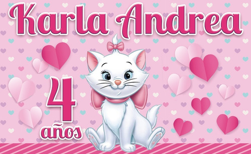 Gatita Marie Lona Personalizada Aristogatos Fiesta