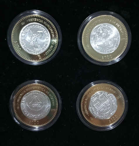 4 Monedas Con Estuche De La Serie Ii Herencia Numismatica