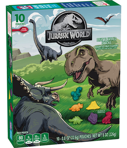 Jurassic World Snacks Con Sabor A Frutas, Bolsas De Golosina