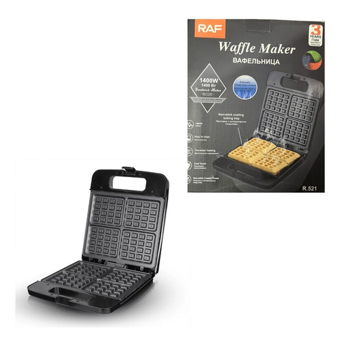 Imagen 9 de 9 de Maquina Para Wafles-wafflera Haeger 1400w 4 Wafles