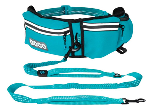 Correa De Perro Correr Ajustable Doco Celeste 150cm Y Regalo