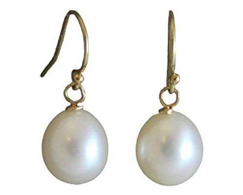 9 11mm Cultured Freshwater Pearl Gold Filled Dangle Earrings