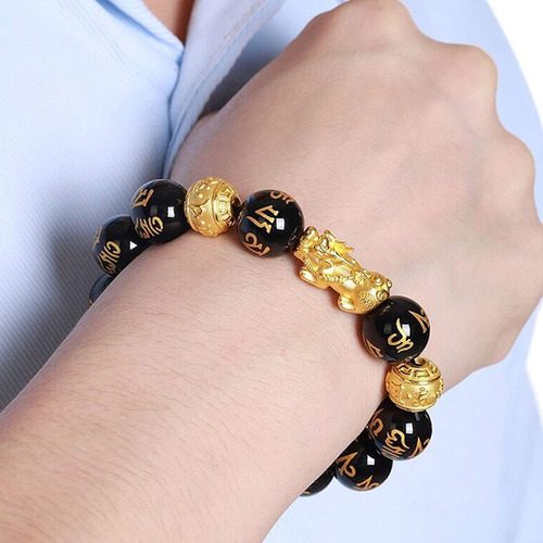 Imagen 3 de 7 de 2pcs Feng Shui Pi Xiu Pulsera La Suerte La Riqueza Obsidiana