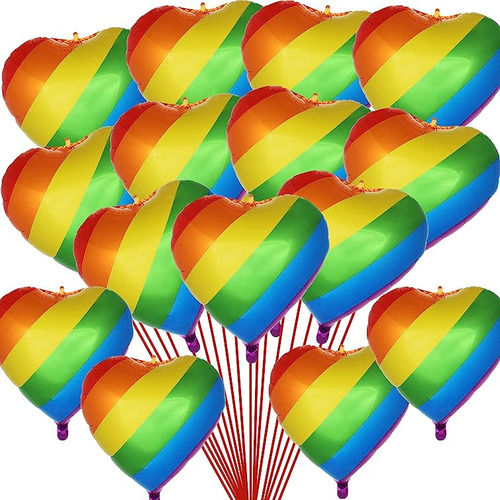 Globos Orgullo Gay Con Forma Corazon Arco Iris Decoraciones