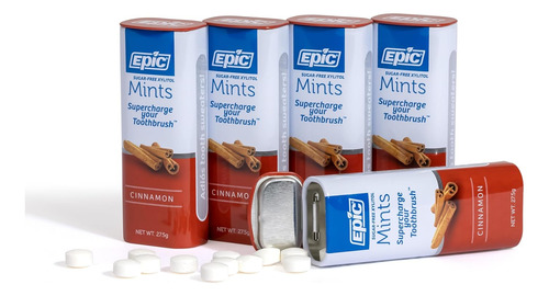 Epic Mentas 100% Xylitol Canela Sin Azúcar 5 Pack 55 Mentas