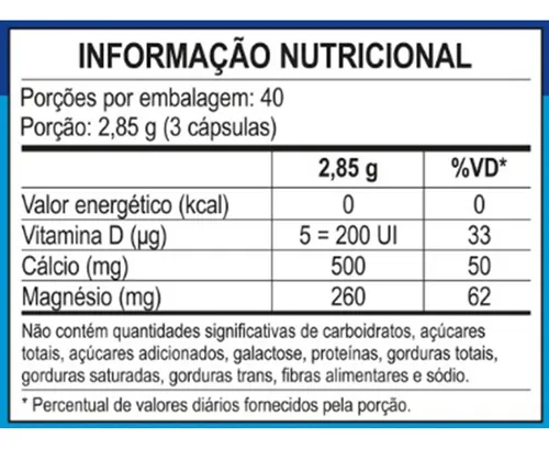 Dolomita D Calcio Magnesio 950 mg 120 cápsulas