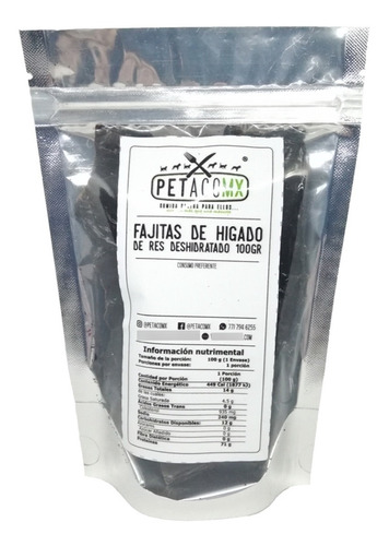 Fajitas De Hígado De Res Deshidratado 100gr