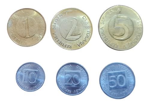 Monedas Mundiales Eslovenia 1992-98 Juego Set 6 Monedas Unc
