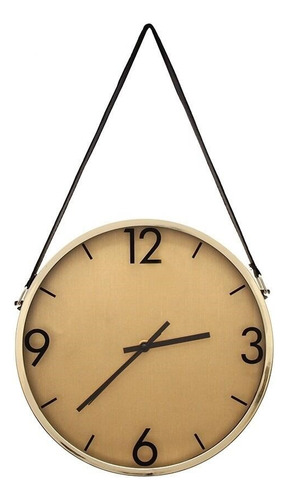 Reloj De Pared Con Soga Marco Metal Y Vidrio Clasic 30cm