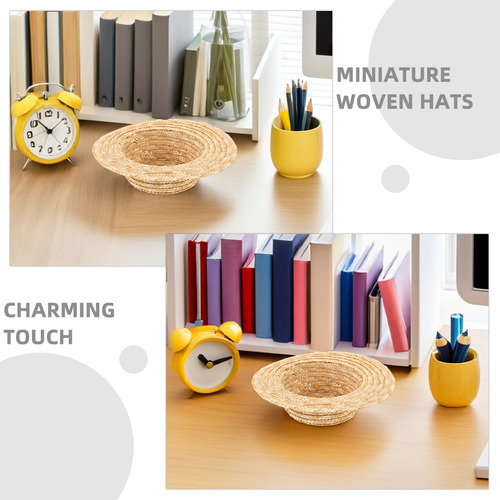 Sombreros De Paja En Miniatura, 2 Unidades: Pequeños Sombrer