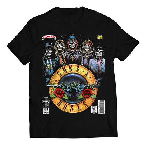 Camiseta Guns And Roses Comic Cover 80s Rock Activity