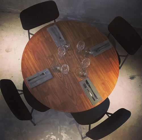 Imagen 8 de 8 de Mesa De Pie Central Hierro Y Madera Para Bar Restaurant