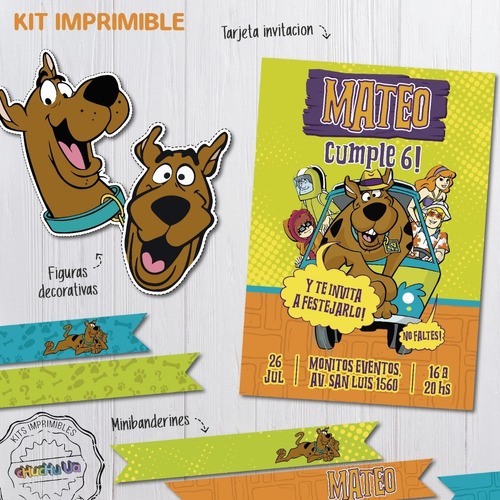 Kit Imprimible Cumpleaños Scooby Doo 