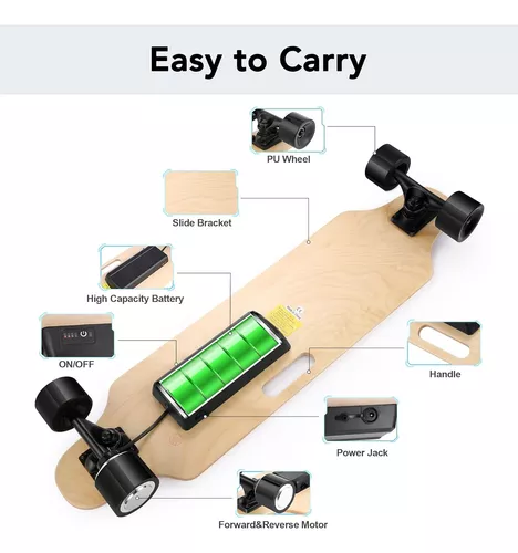  Monopatín eléctrico Longboard eléctrico con control remoto,  monopatín eléctrico de 400 W, carga máxima de 265 libras, ajuste de 3  velocidades, regalos para adultos y adolescentes : Deportes y Actividades  al Aire Libre