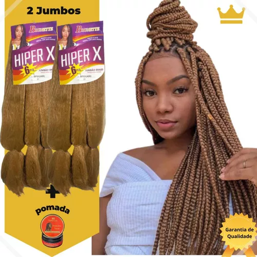 2 Cabelo Jumbo Para Tranças Box Braids + Pomada Modeladora