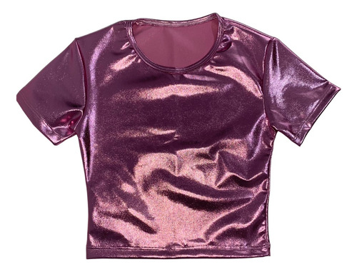 Remera Top Gummed Metalizado Brillo Metallic Teens Girls 