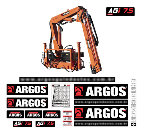 Kit Adesivos Guindastes Argos Agi 7.5 Munck Agi75