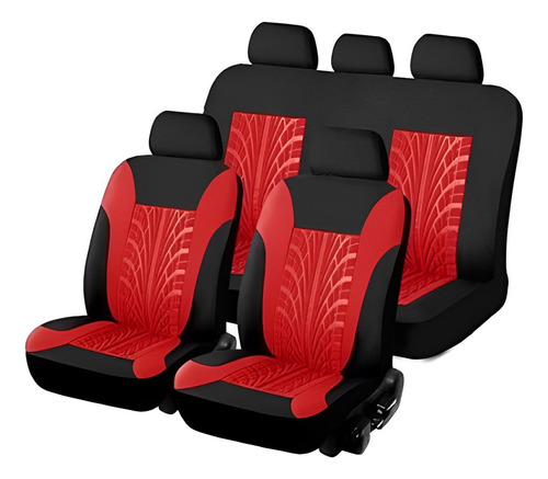 Cubre Asientos De Tela 9pcs Gris/rojo Chevrolet Luv D-max