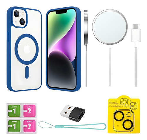 Funda Case Para iPhone 11 12 13 14 15 14pro 15pro 16pro 14pro Max 15pro Max 16pro Max Con Magsafe Rudo Mica Cámara+cargador Inalambrico 7 Kit