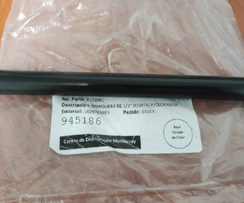 Manguera Corta P/ Clorador Alberca Pentair Rainbow Mod 320