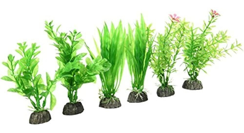 Penn Plax 3pack Aquarium Plastic Plant 4inch Green