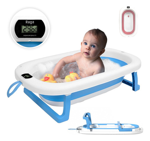 Bañera Tina De Baño Para Bebe Plegable Portatil Casa Y Viaje Color Azul aqua